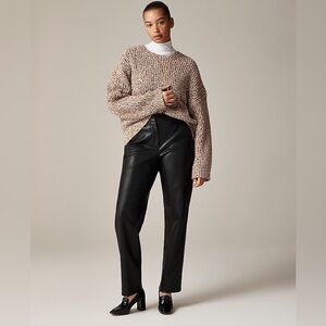 J. Crew Kate Straight Leg Faux Leather pants size 12 black straight leg leather